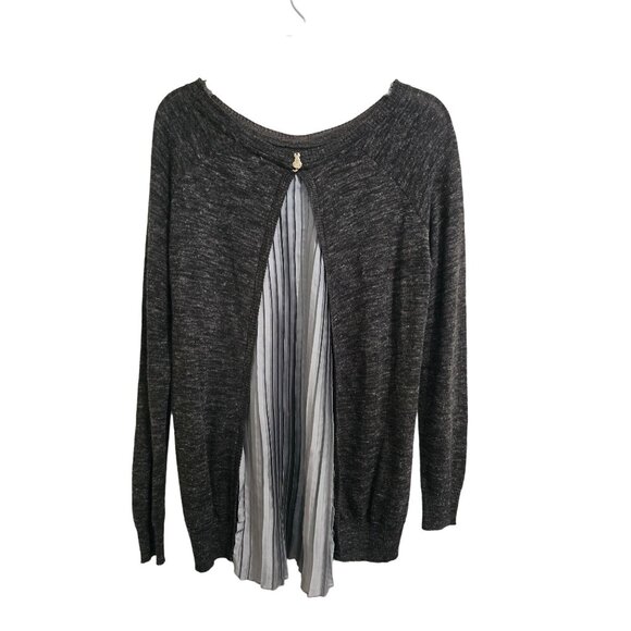 Siste's Made in Italy Gray Wool & Acrylic Blend Sweater With Pleated Back Panel - Picture 1 of 8